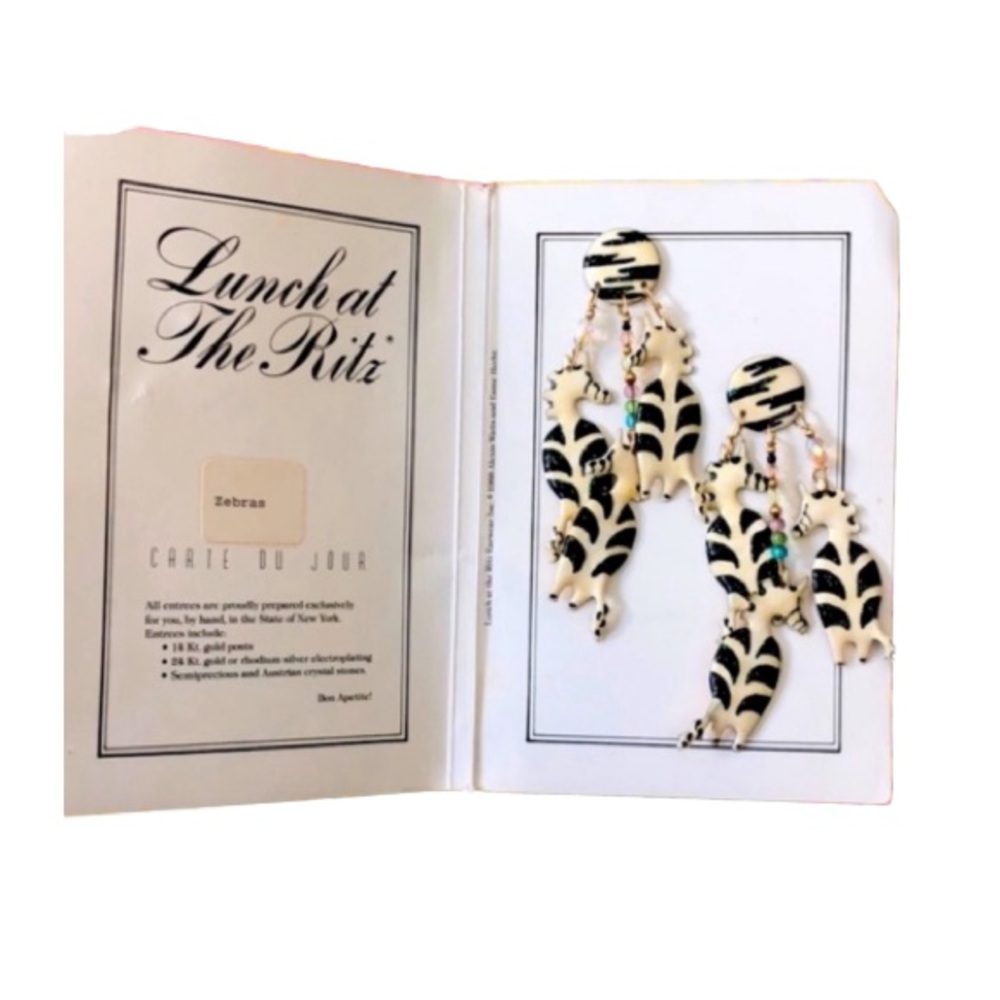 Vintage Lunch at the Ritz Zebra Earrings